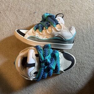 Lanvin Cream and Blue Sneakers